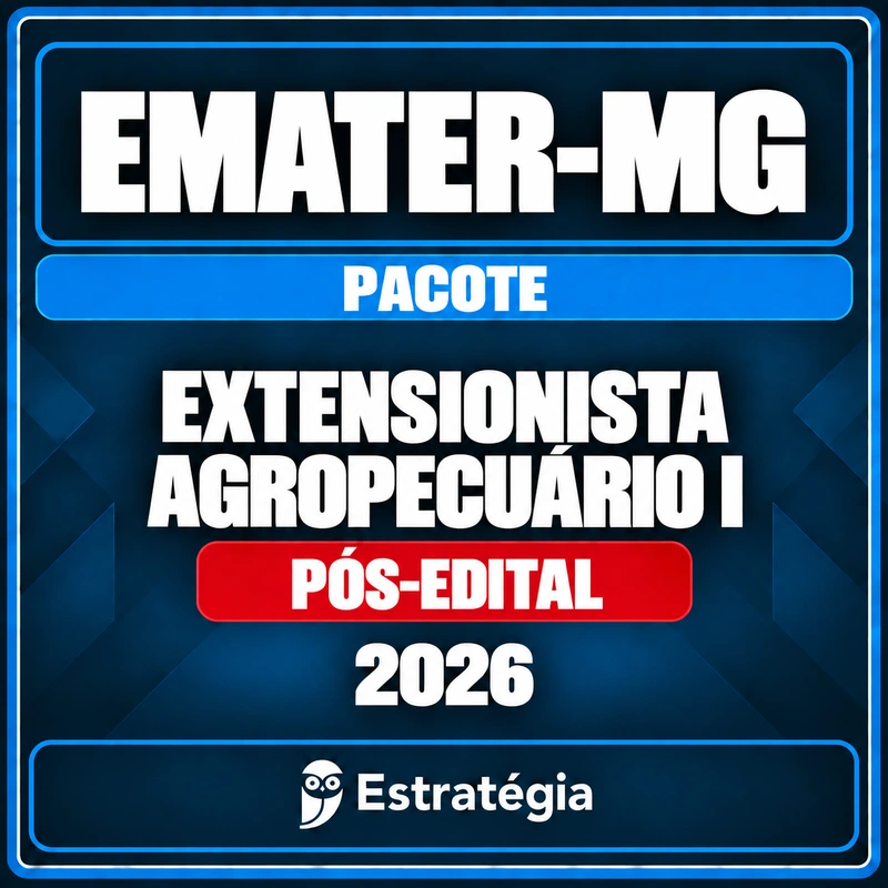 Rateio EMATER-MG (Extensionista Agropecuário I) Pacote - 2026 (Pós-Edital) Rateio EMATER-MG (Extensionista Agropecuário I) Pacote - 2026 (Pós-Edital)