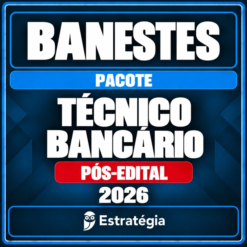 Rateio Pacote para Banestes (Técnico Bancário) - 2026 (Pós-Edital) Lote Especial Pacote para Banestes (Técnico Bancário) - 2026 (Pós-Edital) Lote Especial - Rateio de Curso | Rateio Concursos | Melhor