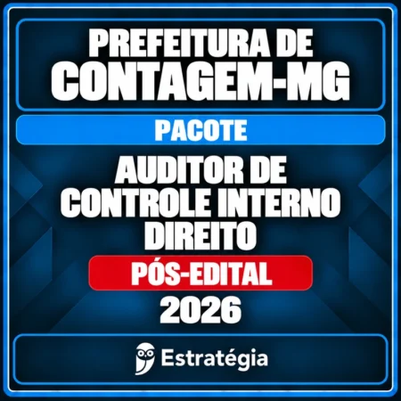 Pacote para Prefeitura de Contagem-MG (Auditor de Controle Interno - Direito) - 2026 (Pós-Edital) - Rateio de Curso | R
